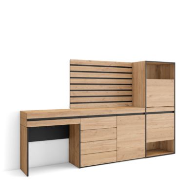 Meuble à chaussures 237x35x145cm commode buffet coiffeuse chêne