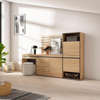 Meuble à chaussures 237x35x145cm commode buffet coiffeuse chêne