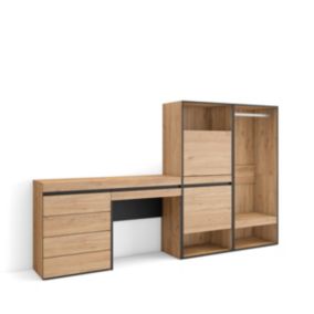 Meuble à chaussures 247x35x145cm vestiaire buffet coiffeuse chêne