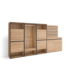 Meuble à chaussures 287x35x145cm vestiaire commode buffet chêne