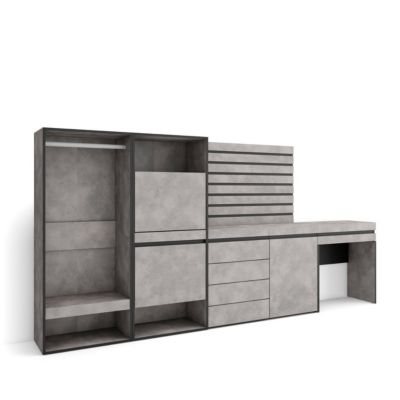 Meuble à chaussures 297x35x145cm vestiaire buffet coiffeuse ciment
