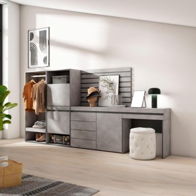 Meuble à chaussures 297x35x145cm vestiaire buffet coiffeuse ciment