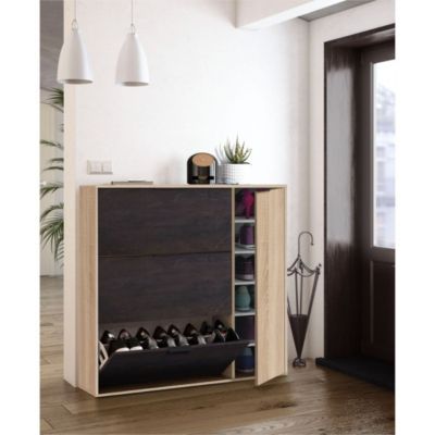 Meuble à chaussures 3 abattants et 1 porte 30 paires - L106 cm