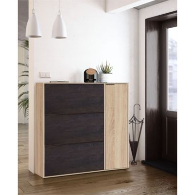 Meuble à chaussures 3 abattants et 1 porte 30 paires - L106 cm