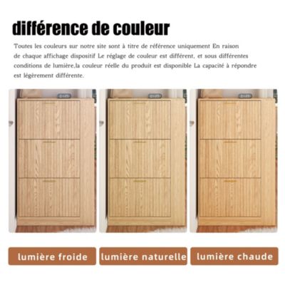 Meuble à Chaussures 3 Portes avec Niche Ouverte, Meuble d'Entrée Design Moderne en MDF - 70x23,5x115 cm - Bois Naturel