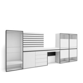 Meuble à chaussures 357x35x145cm vestiaire buffet coiffeuse blanc