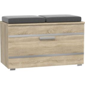 Meuble à chaussures - 85x45x35 cm - Banc à chaussures - Hall Entrée - Rangement chaussures - 4 niches + 2 coussins-ALMORA