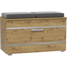Meuble à chaussures - 85x45x35cm - Banc à chaussures - Hall Entrée - Rangement chaussures - 4 niches + 2 coussins-ALMORA