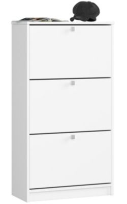 Meuble à chaussures AKORD Blanc 60 cm 3 portes façade Blanche 3 étagères 60x28,5x113 cm