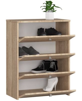 Meuble à chaussures AKORD RUBIN Chêne Sonoma 66 cm 4 portes façade Chêne Sonoma 4 étagères 66x36x85 cm
