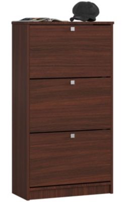 Meuble à chaussures AKORD Wengé 60 cm 3 portes façade Wengé 3 étagères 60x28,5x113 cm