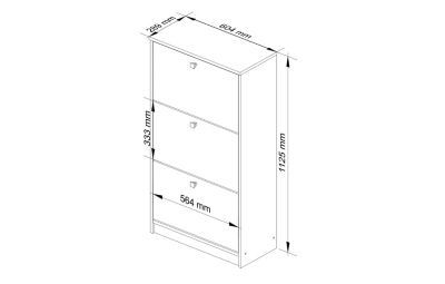 Meuble à chaussures AKORD Wengé 60 cm 3 portes façade Wengé 3 étagères 60x28,5x113 cm