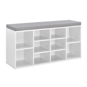 Meuble à Chaussures Armoire Rangement MDF Polyester Blanc Gris 103 x 30 x 48 cm en.casa