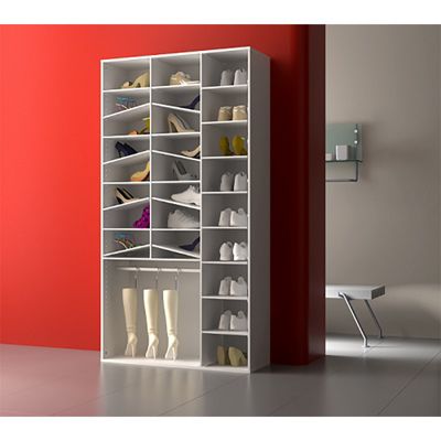 Meuble à chaussures blanc 28 rangements avec miroir - SAM