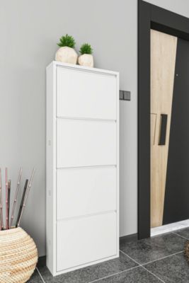 Meuble à chaussures Danastasi, Meuble à chaussures, Armoire d'entrée polyvalente, Rangement pour chaussures, 50x15h138 cm, Blanc