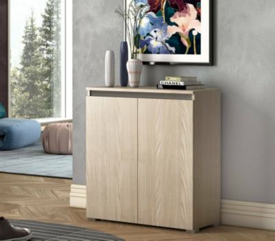Meuble chaussures Dballarin, Meubles polyvalents, Meuble chaussures peu encombrante avec 2 portes, 80x37h102 cm, Olmo