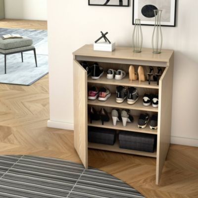 Meuble chaussures Dballarin, Meubles polyvalents, Meuble chaussures peu encombrante avec 2 portes, 80x37h102 cm, Olmo