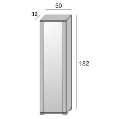 Meuble chaussures Dcandel, Meuble d'entrée avec porte miroir, meuble à chaussures avec 7 Etageres, 50x32hx182 cm, Blanc et Ciment