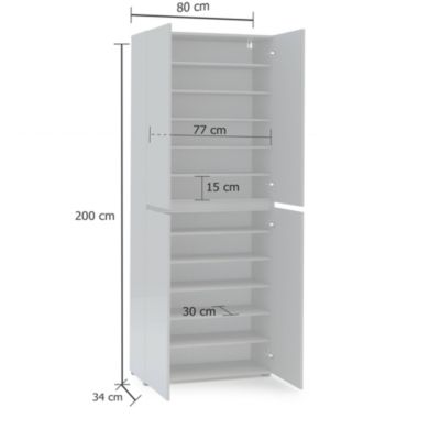Meuble à chaussures Ddjimsit, Meuble à chaussures, Armoire d'entrée polyvalente, Rangement pour chaussures, 80x34h200 cm, Gris
