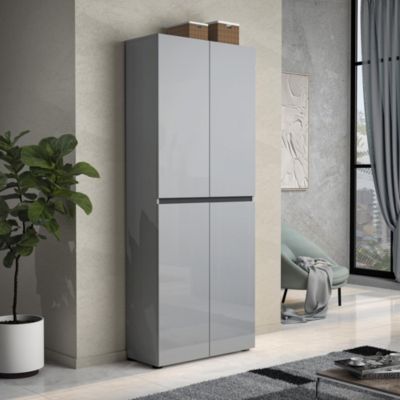 Meuble à chaussures Ddjimsit, Meuble à chaussures, Armoire d'entrée polyvalente, Rangement pour chaussures, 80x34h200 cm, Gris