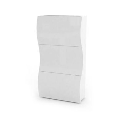 Meuble chaussures Dgan, Armoire polyvalente avec 3 portes, Meuble chaussures d'entrée, 71x27h122 cm, Blanc brillant