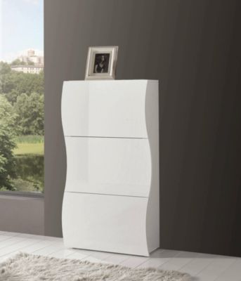 Meuble chaussures Dgan, Armoire polyvalente avec 3 portes, Meuble chaussures d'entrée, 71x27h122 cm, Blanc brillant