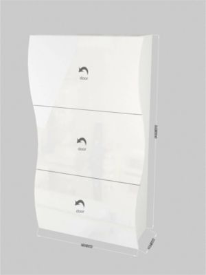 Meuble chaussures Dgan, Armoire polyvalente avec 3 portes, Meuble chaussures d'entrée, 71x27h122 cm, Blanc brillant