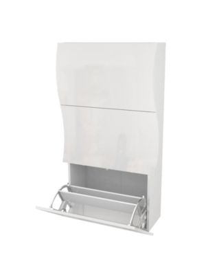 Meuble chaussures Dgan, Armoire polyvalente avec 3 portes, Meuble chaussures d'entrée, 71x27h122 cm, Blanc brillant