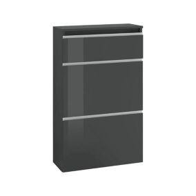 Meuble chaussures Dlogarz, Armoire polyvalente avec 2 portes et 1 porte abattante, 60x27h108 cm, Anthracite Brillant