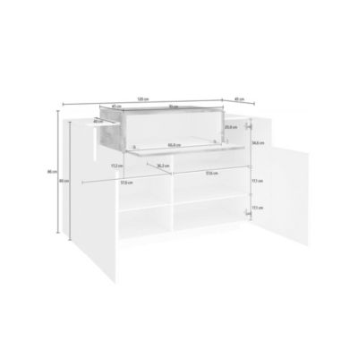 Meuble chaussures Dlucc, Armoire polyvalente avec 2 portes et 1 porte abattante, 120x45h86 cm, Blanc brillant et érable