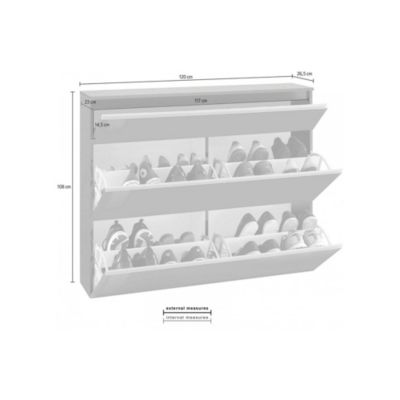 Meuble chaussures Dlukak, Armoire polyvalente avec 2 portes et 1 porte abattante, 120x27h108 cm, Anthracite Brillant