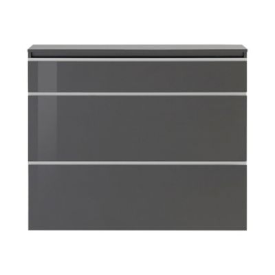 Meuble chaussures Dlukak, Armoire polyvalente avec 2 portes et 1 porte abattante, 120x27h108 cm, Anthracite Brillant