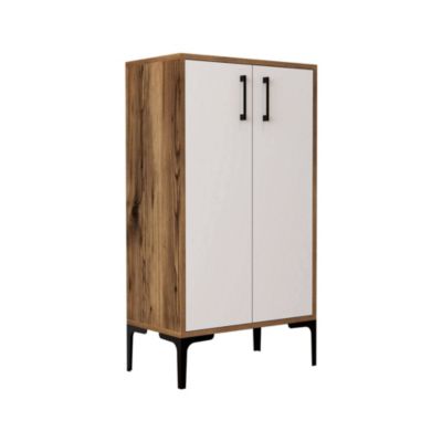 Meuble à chaussures Dmarrull, Meuble à chaussures, Armoire polyvalente, Rangement pour chaussures, 60x35h111 cm, Noyer et Blanc