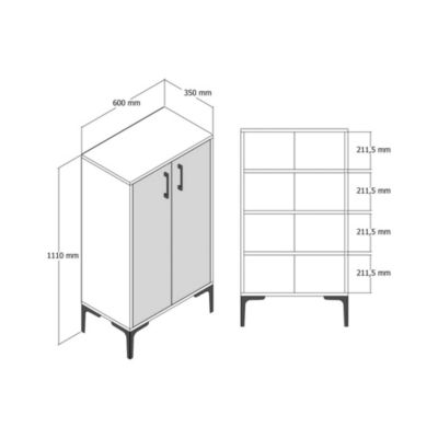 Meuble à chaussures Dmarrull, Meuble à chaussures, Armoire polyvalente, Rangement pour chaussures, 60x35h111 cm, Noyer et Blanc