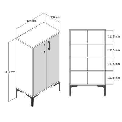 Meuble à chaussures Dmarrull, Meuble à chaussures, Armoire polyvalente, Rangement pour chaussures, 60x35h111 cm, Noyer et Blanc