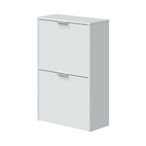 Meuble chaussures Dmoretto, Meuble chaussures peu encombrante avec 2 portes, Armoire à chaussures, 50x22h76 cm, Blanc