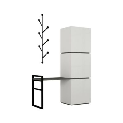 Meuble à chaussures Dpellican, Meuble à chaussures, Armoire d'entrée polyvalente, 109x39 h149 cm, Blanc et anthracite
