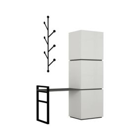 Meuble à chaussures Dpellican, Meuble à chaussures, Armoire d'entrée polyvalente, 109x39 h149 cm, Blanc et anthracite