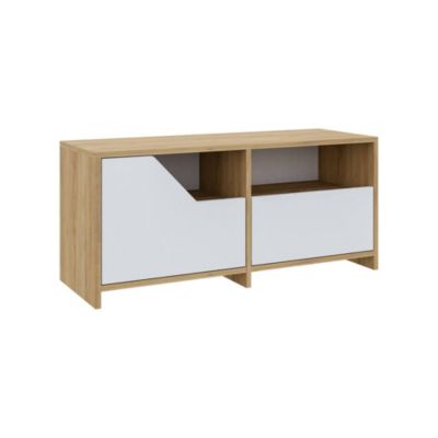 Meuble à chaussures Dpiccaret, Meuble à chaussures, Armoire d'entrée polyvalente, 105x37 h47 cm, Chêne et Blanc