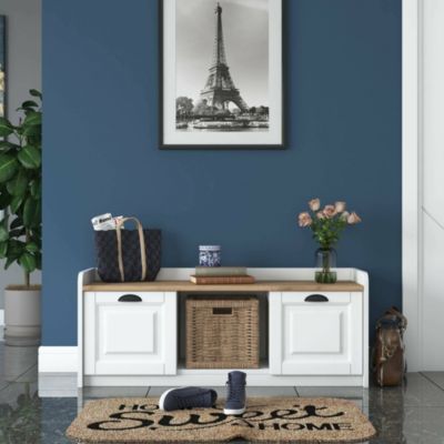 Meuble à chaussures Dpietrotagliaferr, Meuble à chaussures, Armoire d'entrée polyvalente, 120x40 h45 cm, Blanc et Noyer