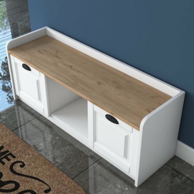 Meuble à chaussures Dpietrotagliaferr, Meuble à chaussures, Armoire d'entrée polyvalente, 120x40 h45 cm, Blanc et Noyer