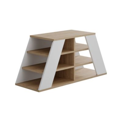 Meuble à chaussures Dpiovanell, Meuble à chaussures, Armoire d'entrée polyvalente, 106x38 h50 cm, Chêne et Blanc