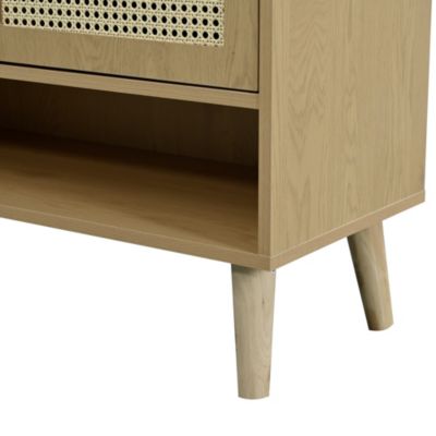 Meuble à Chaussures Étroit 2 Portes En Rotin – Rangement Jusqu’à 28 Paires – Pour Entrée, Salon, Couloir (80 X 24 X 102 Cm) - 11