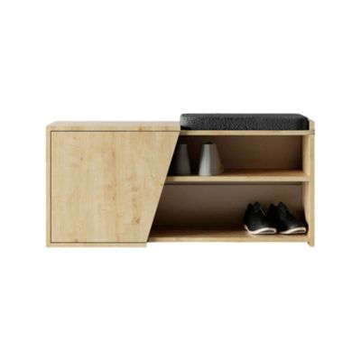 Meuble à chaussures Neneng, Meuble à chaussures, Armoire d'entrée polyvalente, Rangement pour chaussures, 104x47 h37 cm, Chêne