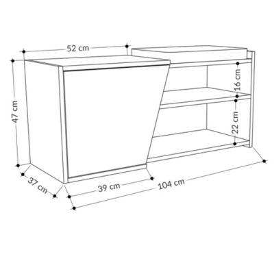 Meuble à chaussures Neneng, Meuble à chaussures, Armoire d'entrée polyvalente, Rangement pour chaussures, 104x47 h37 cm, Chêne