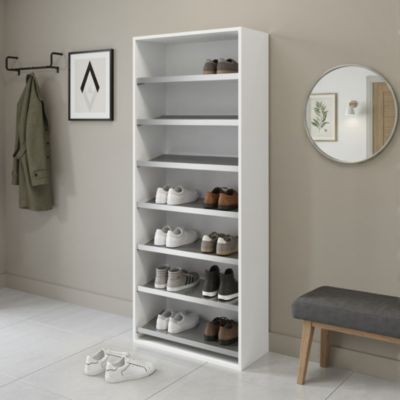 Meuble chaussures ouvert blanc 7 étagères GoodHome Atomia H. 187,5 x L. 75 x P. 35 cm