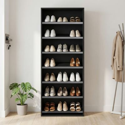 Meuble chaussures ouvert noir 7 étagères GoodHome Atomia Noveleties H. 187,5 x L. 75 x P. 35 cm