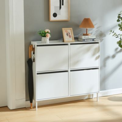 Meuble à chaussures Ylitornio avec 4 pieds blanc en.casa