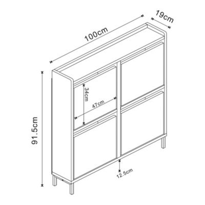 Meuble à chaussures Ylitornio avec 4 pieds blanc en.casa