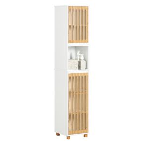 Meuble Colonne Armoire de Salle de Bain avec 2 portes, 1 compartiment, BZR127-W, SoBuy